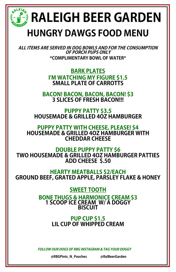 Menu The Raleigh Beer Garden