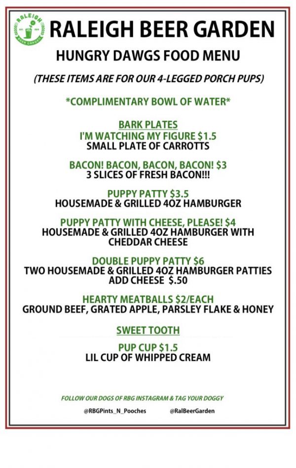 Menu The Raleigh Beer Garden